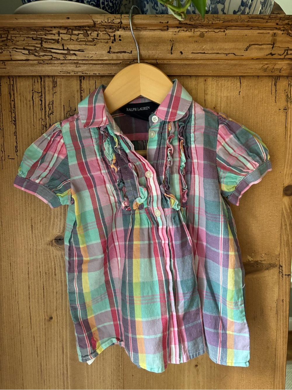 Ralph Lauren Girls' Plaid Short-Sleeve Shirt Dress Size 12M